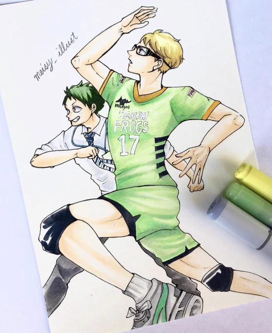 大人の二人が走るイラストシリーズ、
ツッキーと山口バージョンが無かったから、イメージで描いてみたやつ❣️
#ハイキュー #haikyuufanart #Haikyuu 
#月島蛍 #山口忠 