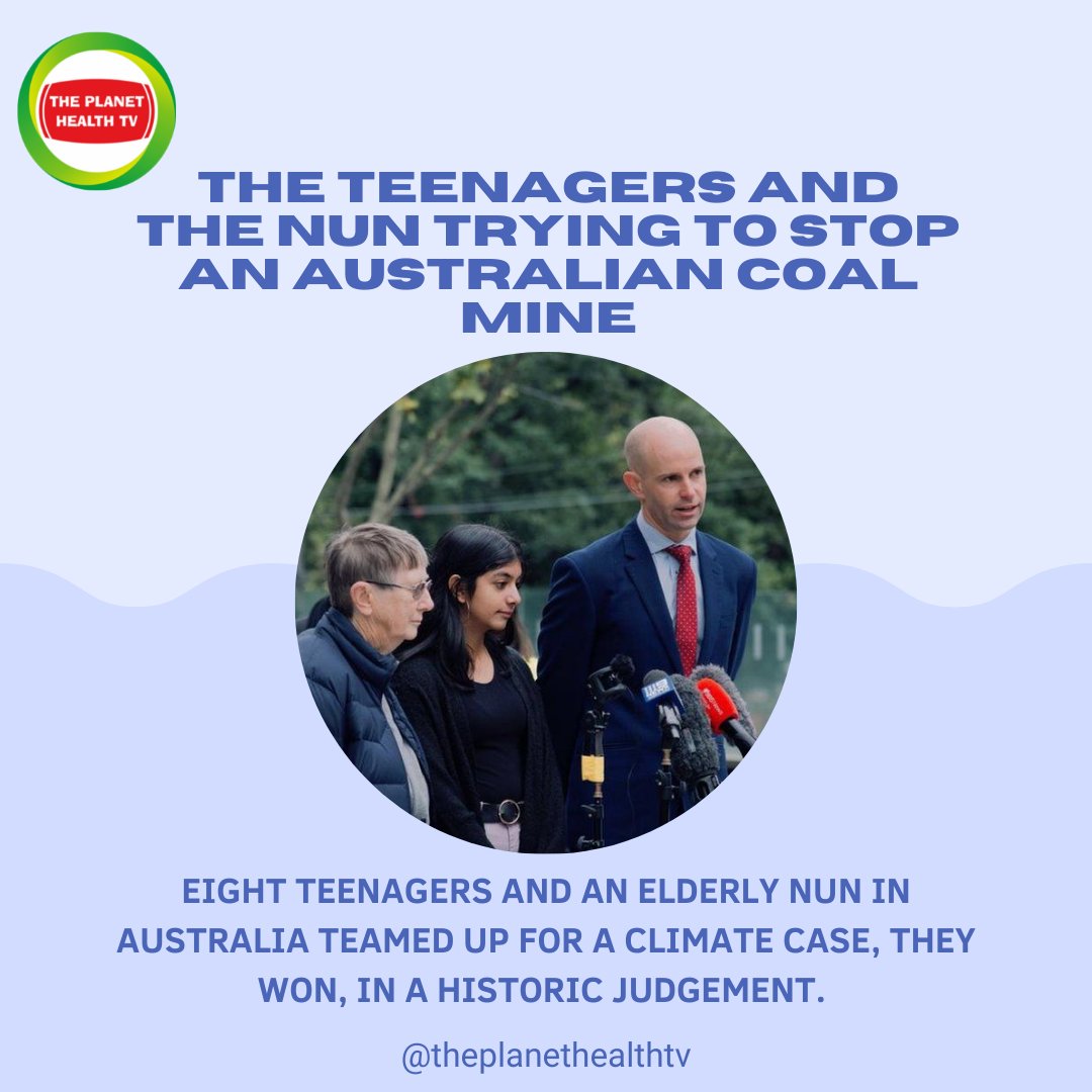 PlanetHealthTV's tweet photo. When eight teenagers and an elderly nun in Australia teamed up for a climate case, they won, in a historic judgement. Their case has now been appealed by the country's government. 
These types off efforts we want as a youth to the environment to promote more awareness. #tphtv https://t.co/tY1jCkUgnx