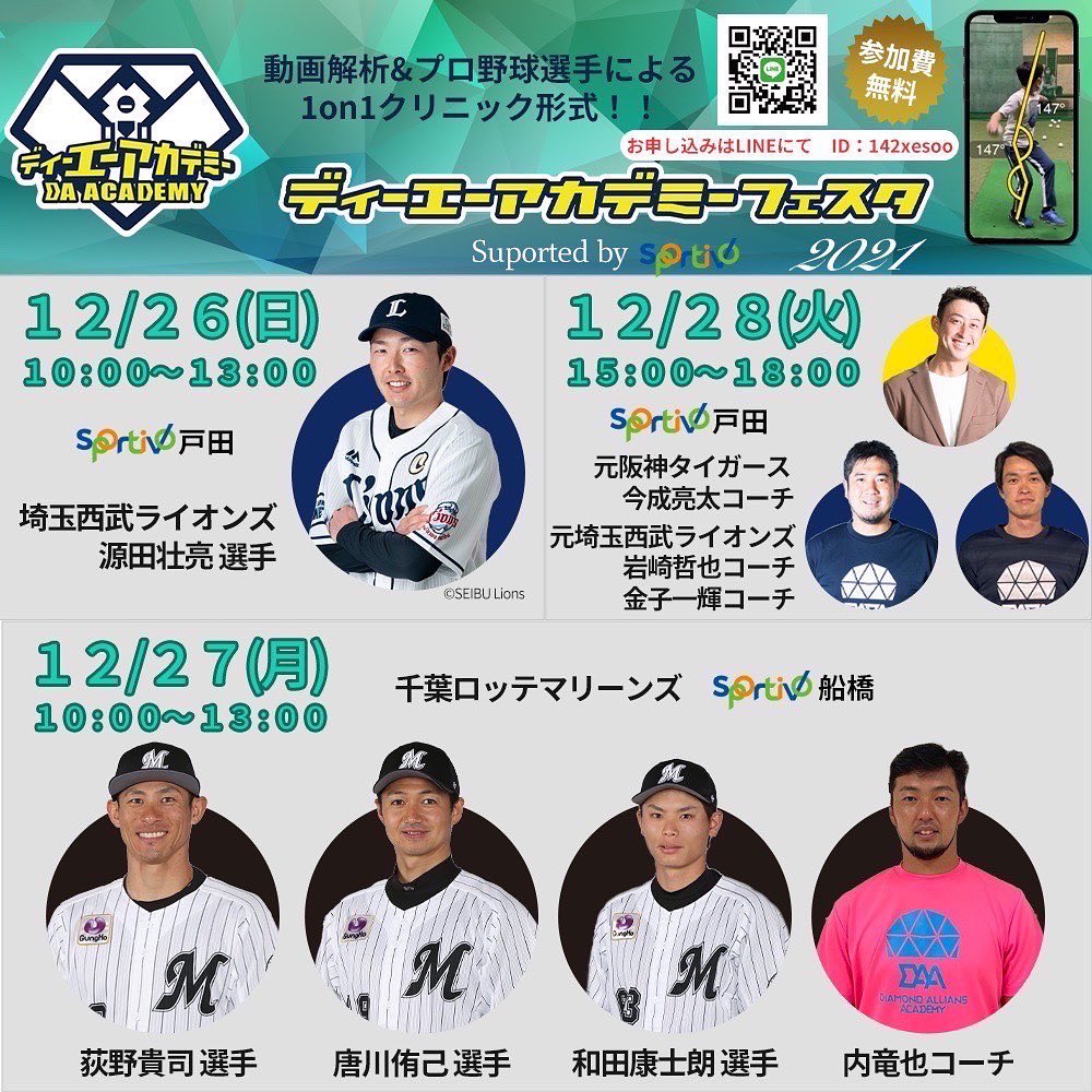 da_academy_lab's tweet photo. ディーエーアカデミーフェスタ2021開催❗️ディーエーアカデミーだからこそ出来る動画解析＆プロ野球選手による1on1クリニック形式⚾️
応募リンクはこちら→ https://t.co/AkJql2jIwu
詳細はInstagramに飛んでみてね！
https://t.co/hKmtazl3QA https://t.co/CFtoltftNY