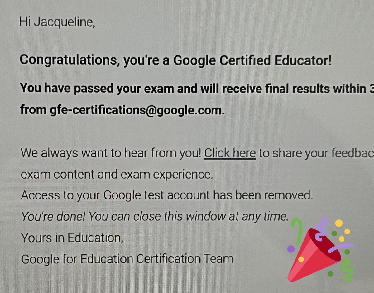 jyule25's tweet photo. Recertified as a Google Certified Educator Level 2. β
Thatβs me for another 3 years. Have to say I missed the practical scenario questions! @GEGScotland @GoogleForEdu #googlegeek #GoogleEDU https://t.co/jEtV8kZSku