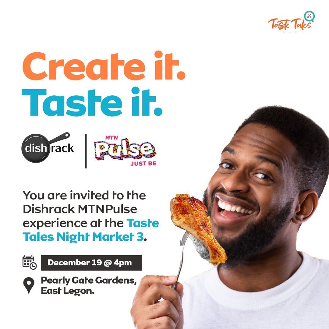 TasteTales_Gh's tweet photo. You are invited to the @dishrackgh experience at the Taste Tales Night Market 3. Sample carefully and crafted recipes put together by our chefs, having skewered and flamed each ingredient to perfection! 🤤🔥🔥

Come munch, taste, sample, savor, swallow, moan and #TasteThePulse https://t.co/iw3F1X5hMl