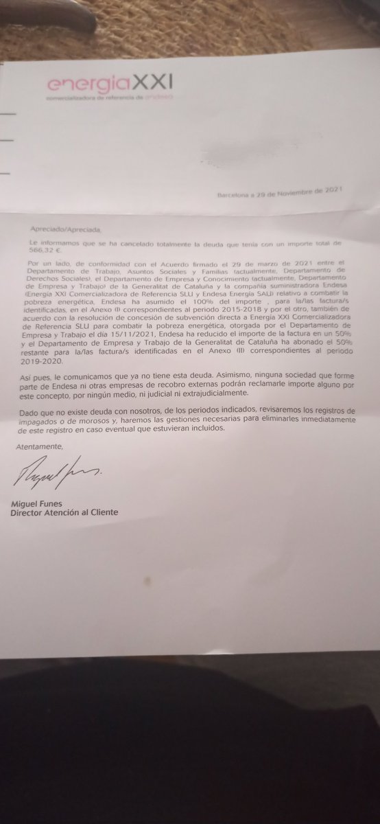 CampPah's tweet photo. Seguimos de enhorabuena !🎉 Nuestra compah Sandra ha recibido una carta donde @Endesa le comunica que le condonan la deuda que tenía con la suministradora y con su vulnerabilidad no podía enfrentar .
#TenimLaCondonacion
Gracias @APE_Cat
#VictoriaApe 💪
#NiSedNiFredNiFoscor https://t.co/RpRMiFFzlE