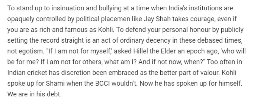 youphemise's tweet photo. Wow. Brilliant. This is Mukul Kesavan on Virat Kohli https://t.co/XYPfKR62gX