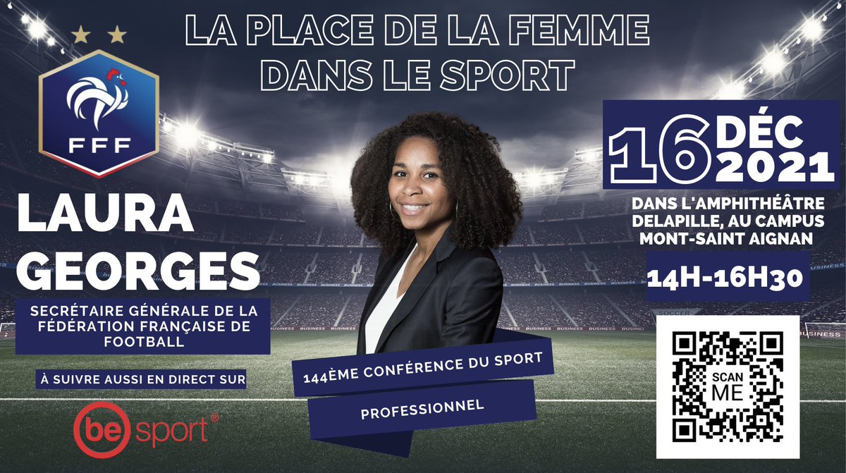 🚨C'EST LE JOUR J de la 144ème CSP 🚨
<a href="/GeorgesLaura/">Laura Georges</a> Secrétaire Générale de la <a href="/FFF/">FFF</a> et ancienne joueuse professionnelle abordera le thème de la place de la femme dans le sport. Rdv de 14h à 16h30 en Amphi Delapille ou via <a href="/BeSport/">Be Sport</a>: besport.com/event/7303596 🖥️