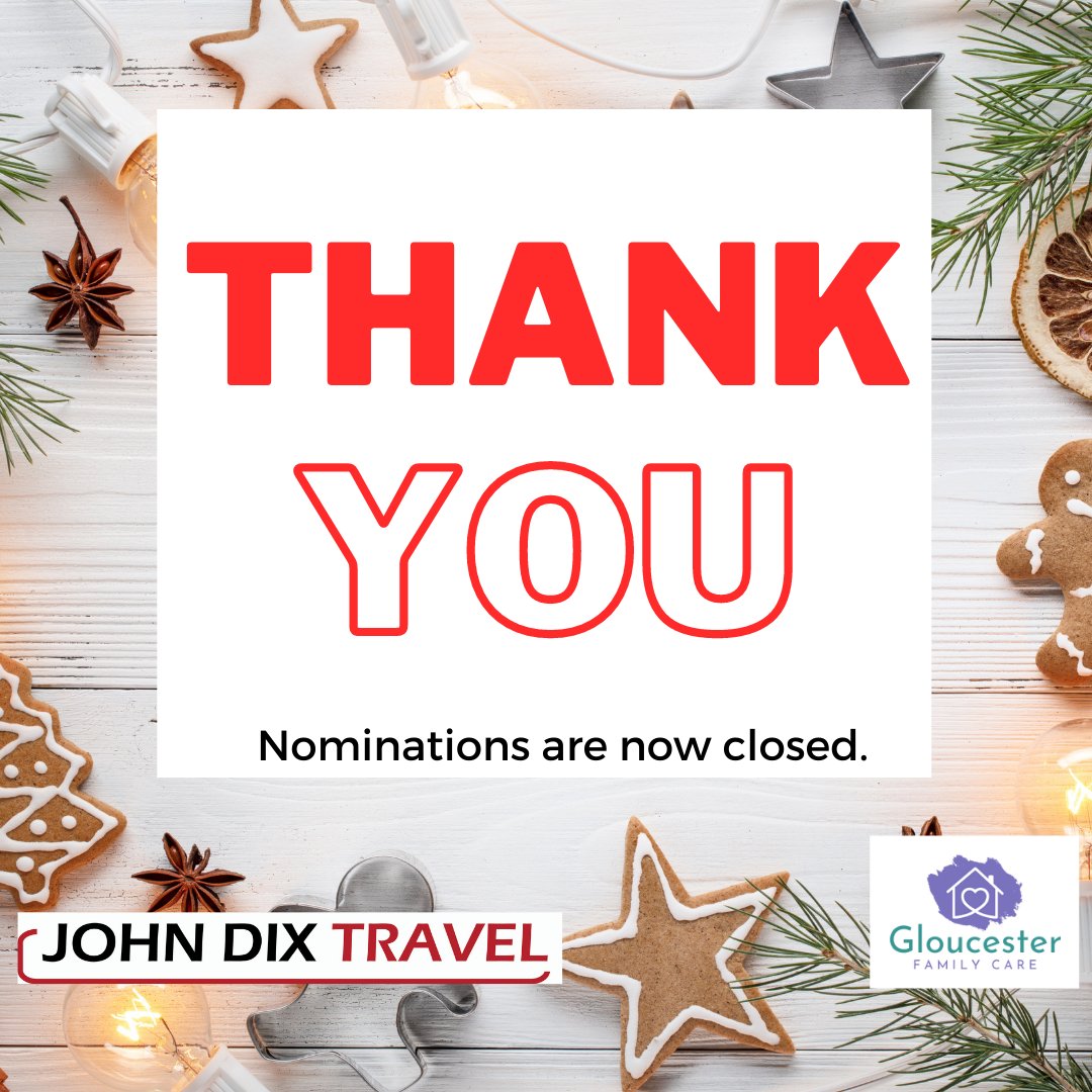 Thank you to everyone who has emailed us and supported our joint initiative with <a href="/JohnDixTravel/">JOHN DIX TRAVEL</a>. Nominations are now closed, now for the hard part! Good luck everyone! #Gloucestershire #Gloucester #Christmas2021 #Christmasgifts