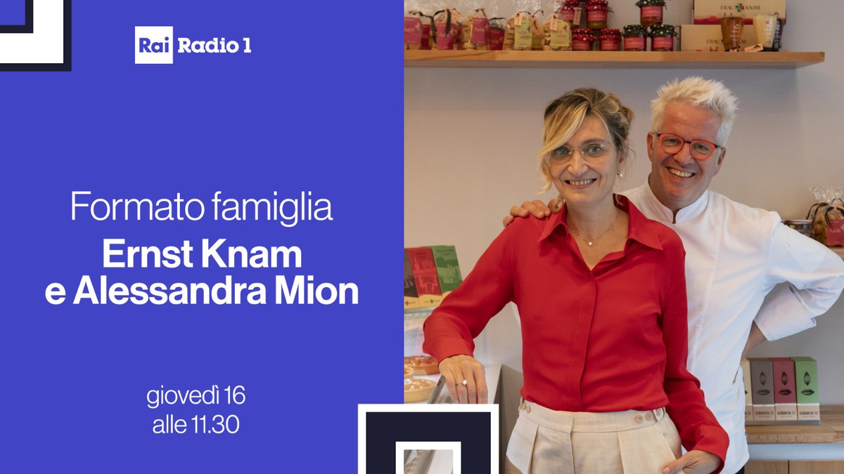 Radio1Rai's tweet photo. ⏰ Alle 11.30, a #FormatoFamiglia con @VivianaVerbaro e @SavinoZaba, ci sono il grande chef e maitre chocolatier @ErnstKnam e sua moglie Alessandra Mion.
Seguiteci 👉 https://t.co/qRDGQpcr7j 
Scriveteci 📱 335 6992949 https://t.co/SEFuvRKyL1