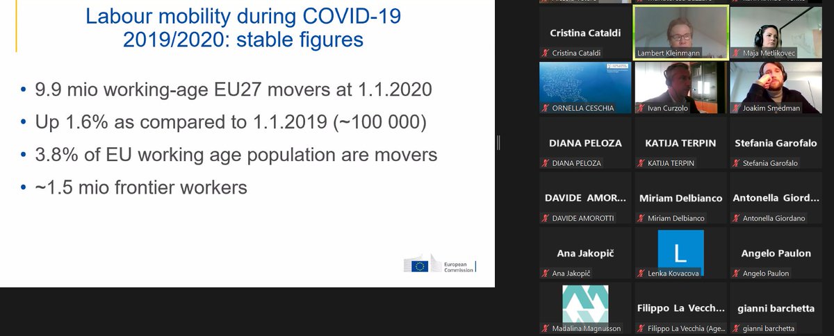 EuresFVG's tweet photo. Very interesting the numbers of the #labourmobility during the #Covid pandemic, presented by Lambert Kleinmann, Deputy Head of Unit - DG EMPL. Now at the final event of @euradria2019! #Hackthon https://t.co/0e0kEHLeug
