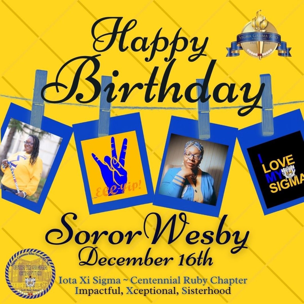 IxsRho's tweet photo. The Ladies Iota Xi Sigma wish a very Happy Birthday to Soror Wesby! 💙💛🐩🎉🎉 #IXSSigmaGammaRho #IXSSGRho #PrettyPoodles https://t.co/DrjnlM6002