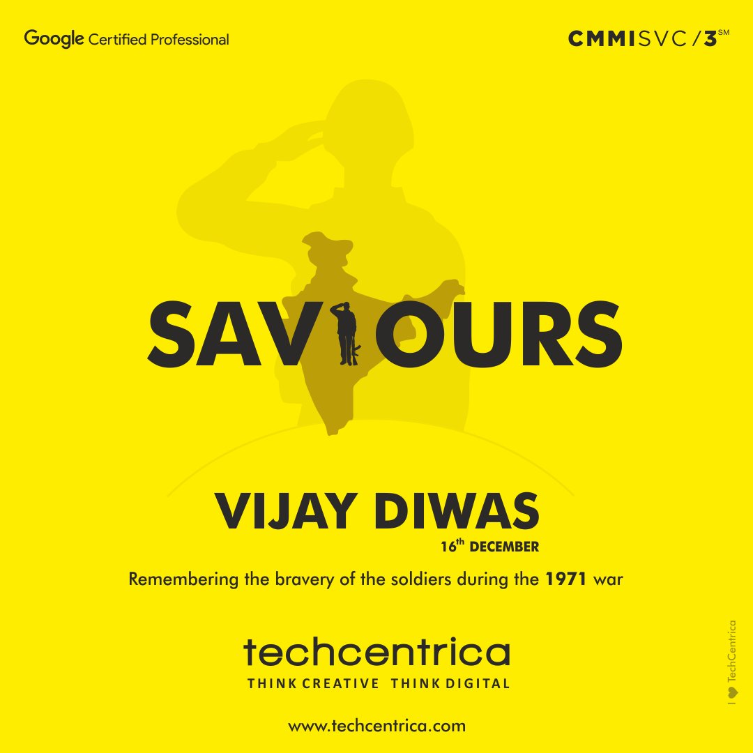 Tech_Centrica's tweet photo. Salute to those fearless hearts for whom the safety, respect & welfare of their nation come first, always & all the time. On #VijayDiwas, sincere tributes to our real heroes.
#JaiHind
#vijaydiwas๐ฎ๐ณ #vijaydiwas2021 #indianarmy #techcentrica #thinkcreativethinkdigital https://t.co/l5GcgweZi7
