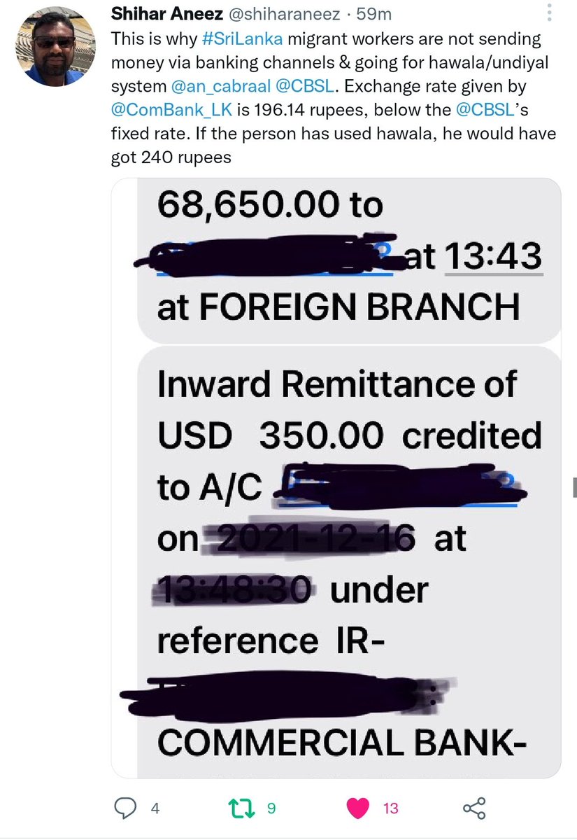 Welikumbura's tweet photo. When the government's official exchange is 1USD=200LKR, why people are getting a 1USD=196LKR rate at the banks?
@SampathBankPLC @ComBank_LK, you need to explain this.

#lka #SriLanka #economy #ExchangeRates https://t.co/h9DwWNrsmH