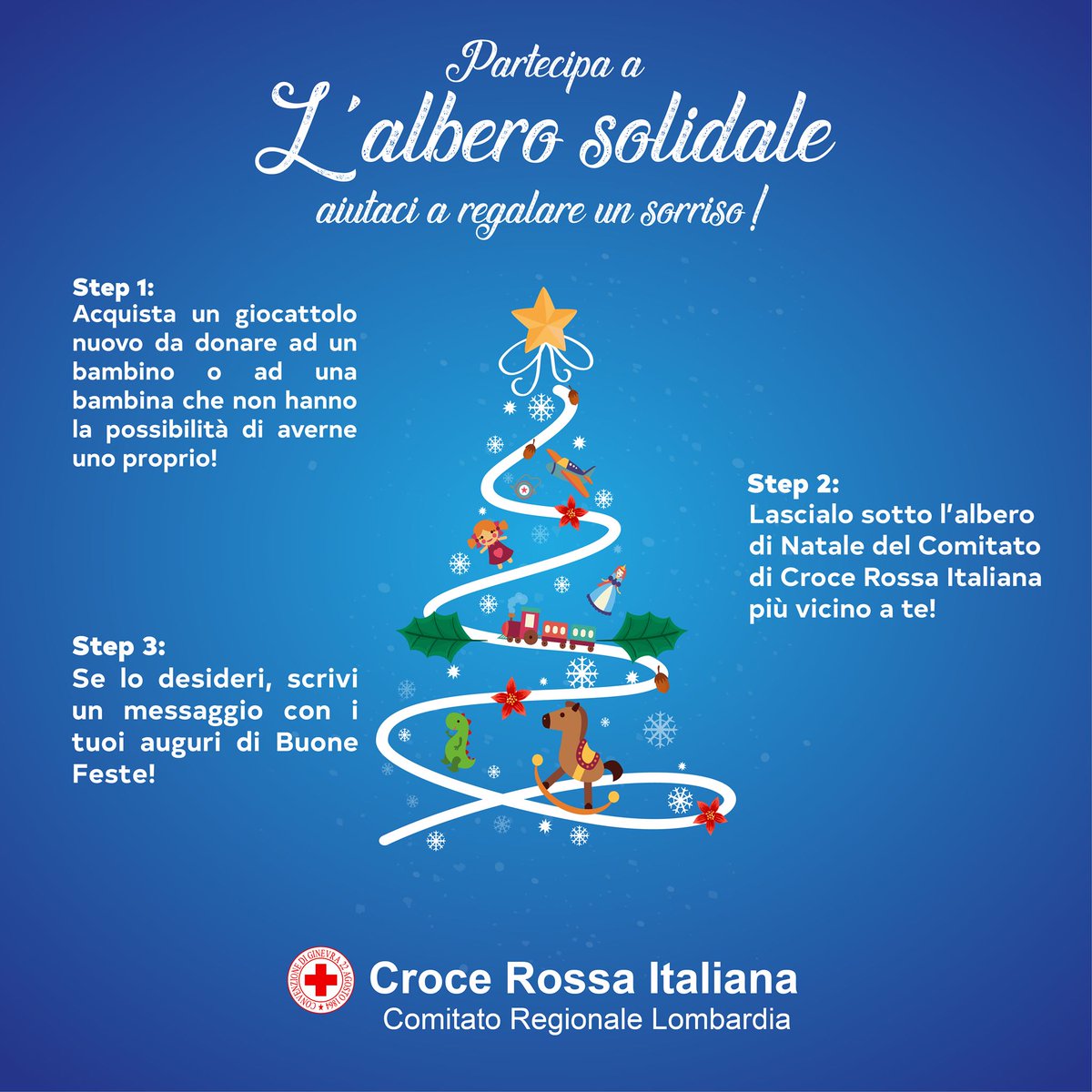 🎄 Tantissimi Comitati in #Lombardia raccoglieranno i giocattoli da destinare ai bambini (da 0 a 13 anni) che vivono in famiglie che versano in situazione di disagio finanziario, quest’anno in modo particolare
📌 Partecipa anche tu all'#AlberoSolidale e regala con noi un sorriso!