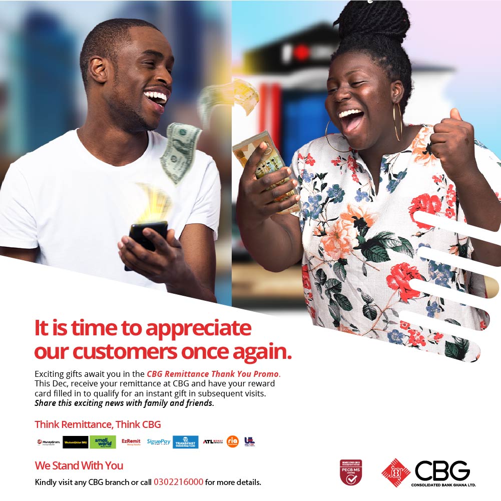 CBGBankLtd's tweet photo. Remittance just got better at CBG with our Remittance Thank You Promo. Receive your remittance at any CBG branch and have your reward card filled in to qualify for an instant gift in subsequent visits. 

Think Remittance, Think CBG

#WeStandWithYou 
#CBGRemittance
#Remittance https://t.co/8emDEGeoop