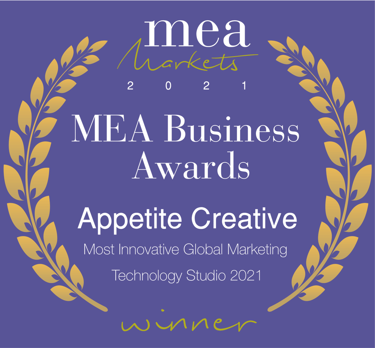 appetite_tweets's tweet photo. We are so proud to announce that we have been named "Most Innovative Global Marketing Technology Studio 2021" by MEA Markets.

This is an honour for us and we are very proud of this recognition.

#awards2021 #globalstudio #technologystudio #marketingstudio https://t.co/CaNZyuzvbW