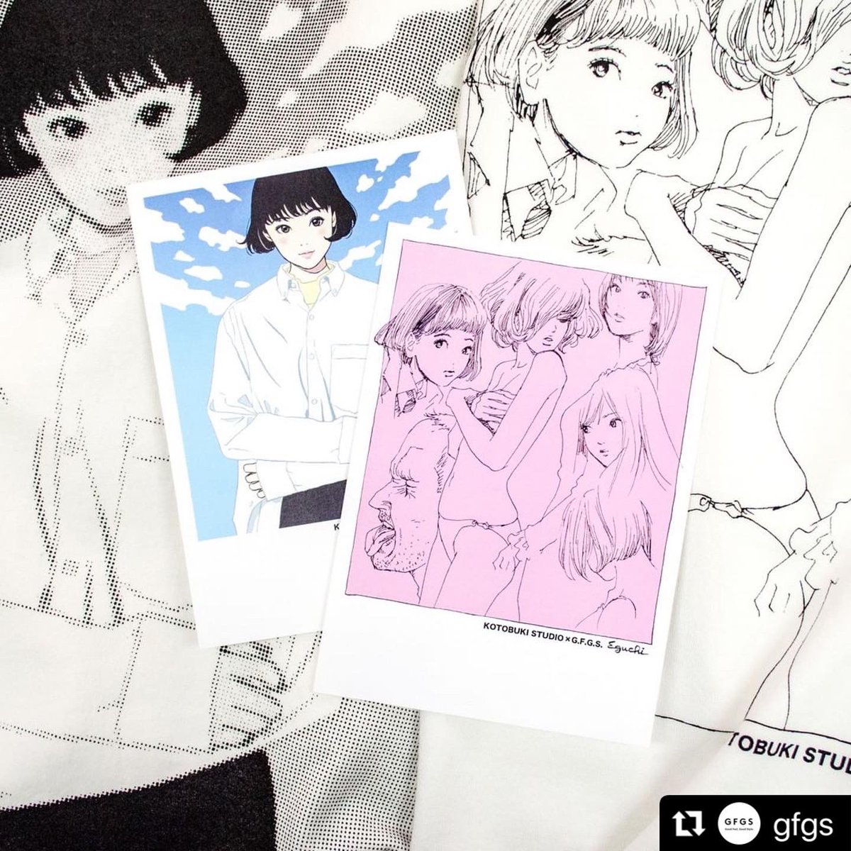 G.F.G.S. × EGUCHI HISASHI
limitedコラボボーダーシャツ1種と
Tシャツ2種出揃いました。
購入者ノベルティとして、大きめの2L版サイズ(127mm×178mm)のポストカードがつきます。
現在好評予約受付中です。
https://t.co/syM5XR7yMr