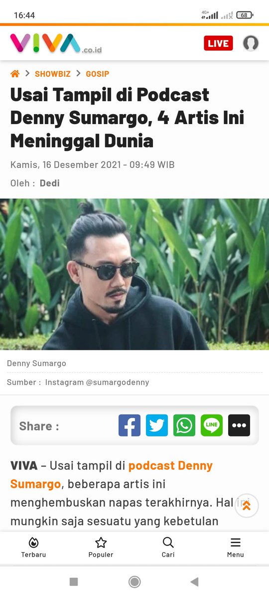 DINNENO's tweet photo. Ini judul beritanya jahat ya. Seolah penyebab orang meninggal karena datang ke @sumargodenny . https://t.co/7bsGIfIyjK