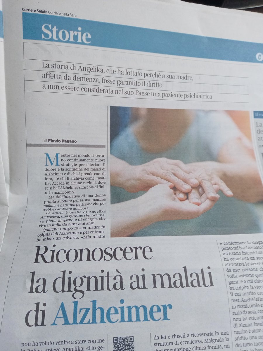 flavio_pagano's tweet photo. La storia d'amore e di coraggio, di una donna che ha lottato da sola contro tutti. Un onore per me raccontarla. Restare umani è la vera sfida della vita.
@CorriereSalute @corriere
#Alzheimer #curacari #caregiving #russia #Manicomio #Russian #Infinitopresente #Perdutamente https://t.co/3npj6d09mz