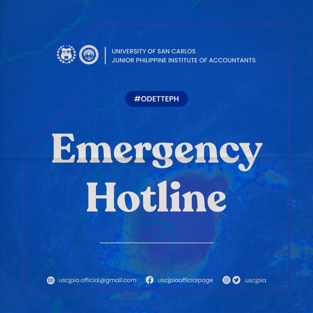 uscjpia's tweet photo. Typhoon Odette is here, JPIANs. ☔️⛈
Let’s weather the storm together and keep ourselves safe.

USC -JPIA brings you the following list of local emergency hotlines that may help you prepare for this typhoon. 

Stay safe, JPIANs!

#OdettePH #USCJPIA https://t.co/uk1kCm95jJ