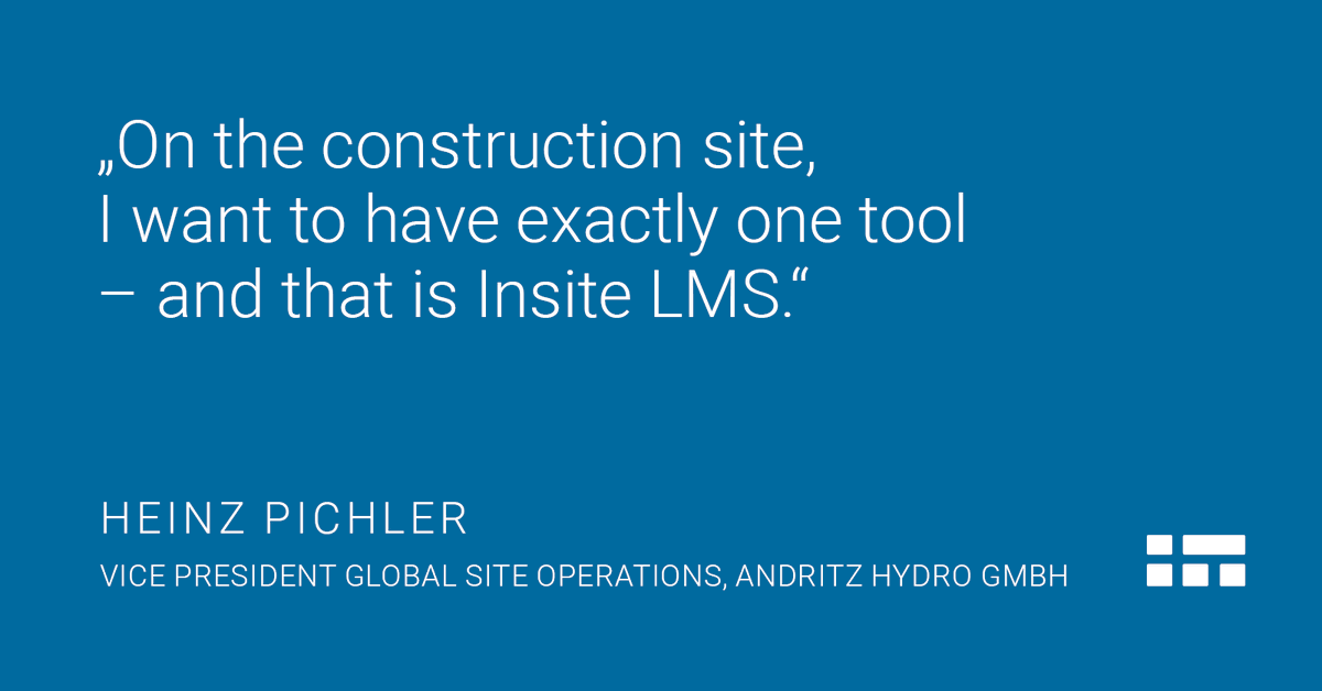 insite_it's tweet photo. Heinz Pichler, Vice President Global Site Operations at ANDRITZ HYDRO GMBH, pursues a clear "One Tool at Site" approach. Thank you for the successful cooperation!

➡️ Insite LMS - The Platform for Industrial Construction Sites

#andritz #hydropower #sitemanagement #insiteit https://t.co/s6JvXkMuCv