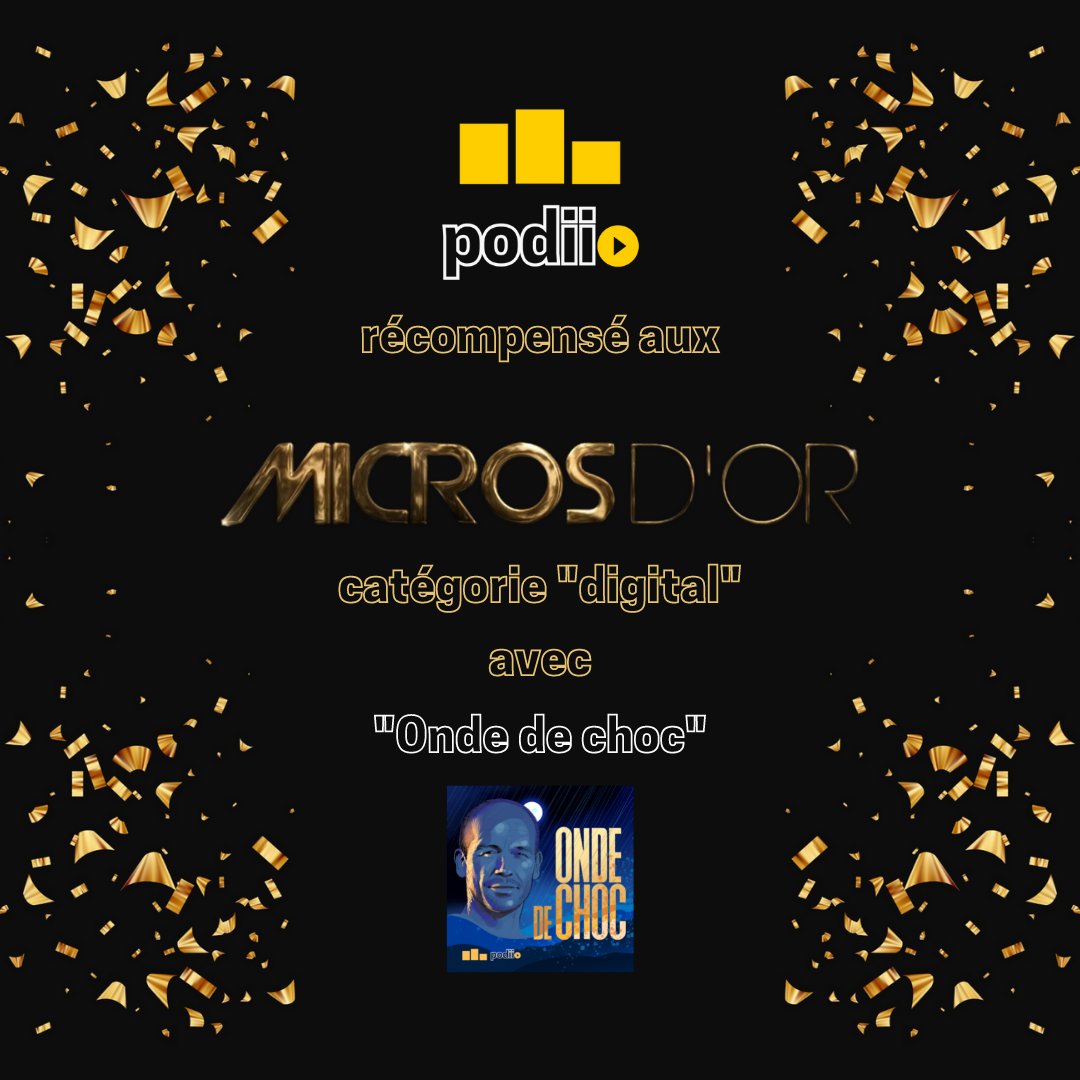 podiio_'s tweet photo. Champagne ! 🍾 L'année 2021 se termine en beauté pour @podiio_ avec ce prix remis hier soir à @AlexisRaison pour "Onde de choc" 🎙️
Les @microsdor récompense chaque année les meilleurs reportages de sport, et le documentaire audio de Podiio a remporté la catégorie "digital" 🏅 https://t.co/GeGCHYyFYh