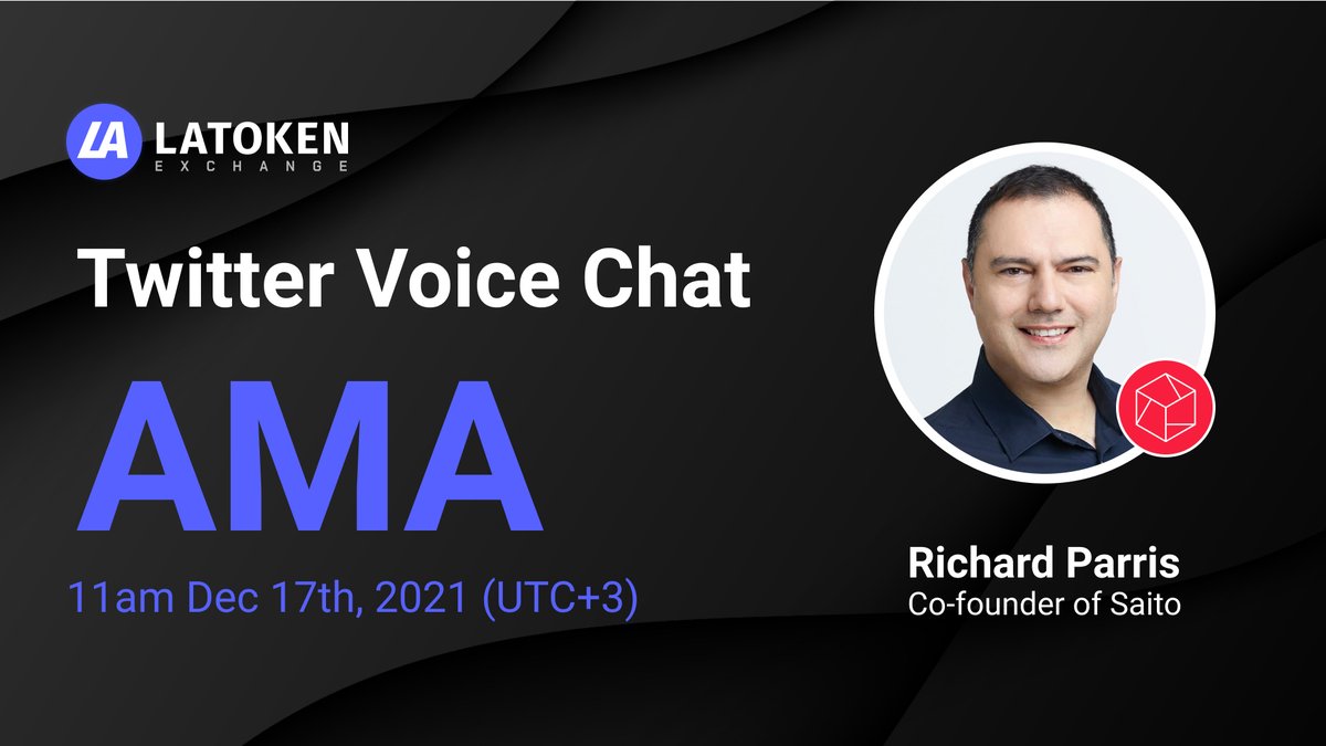 Latoken_cex's tweet image. We'll be having our first ever Twitter Spaces AMA with @SaitoOfficial!

Submit the questions you want to ask. Authors of the 10 most interesting questions will get $30 each in $SAITO crypto.

➡️ go.latoken.com/76i

AMA will begin at 11:00 AM UTC, Dec 17.