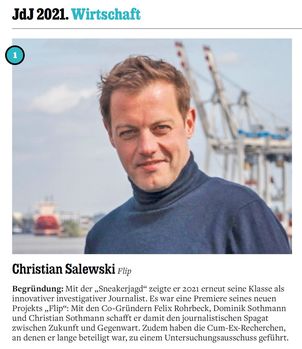 Große Freude! Ich darf mich "Wirtschaftsjournalist des Jahres" nennen.🥳Vielen Dank an die #JdJ2021 Jury! Vor allem aber an alle Kolleg:innen, die mit mir an den dicken Brettern wie der #Sneakerjagd bohren. Und natürlich an das Dream-Team von <a href="/letsflip_de/">Flip</a>! letsflip.de