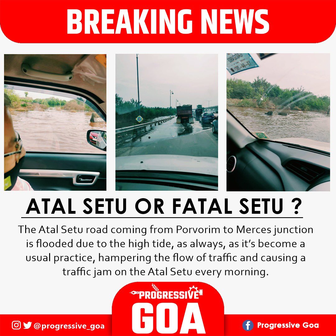 progressive_goa's tweet photo. The Cursed Bridge continues to fail 🌉 #AtalSetu 

#Goa #GoaNews #GoaPolitics #Panjim #Panaji #PanjimCity #panjimgoa https://t.co/5XKMeHY7pP