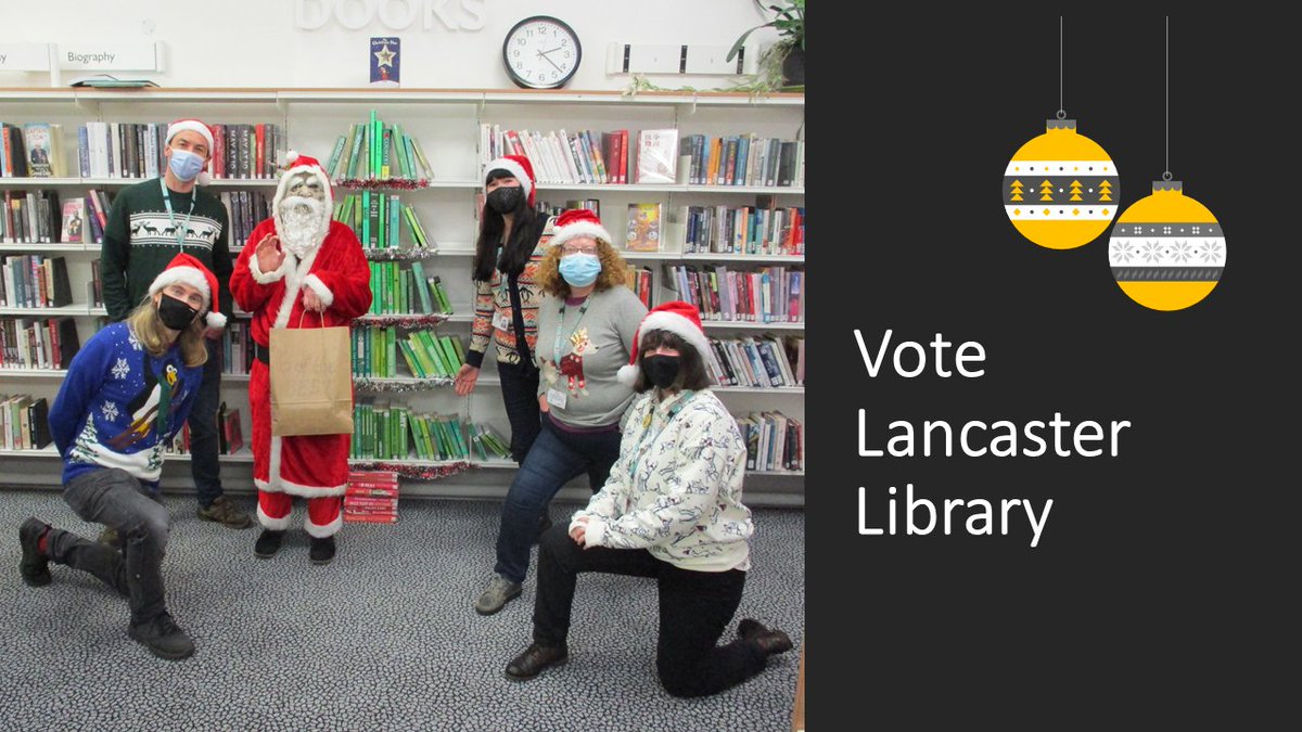LancsLibraries's tweet image. 🧑🏽‍🎄Time to cast your vote in our #Lancashire libraries #ChristmasJumper off!
Which library team will win?
🗳️The voting is open........ 
Open the thread and vote #PadihamLibrary or #LancasterLibrary?