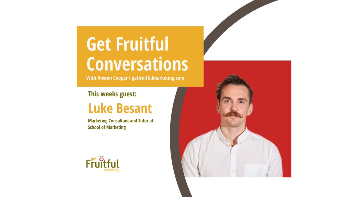 12pm today, Marketing Consultant and Tutor at the School of Marketing Luke Besant will be live in conversation with Get Fruitful Founder Anwen Cooper over on her personal LinkedIn profile page. linkedin.com/company/get-fr…  #Linkedinlive