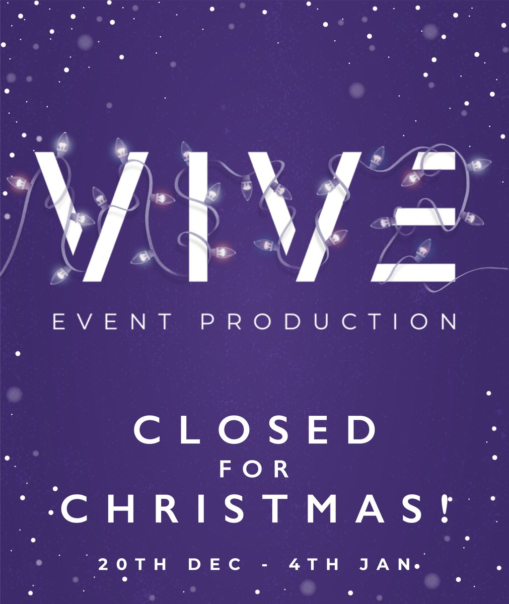 vive_events's tweet photo. Our office will be closed from next Monday, 20th of December for our team to enjoy a well earned break and jolly festive period. We will be sure to respond to any enquires during this period in a timely manner, upon our return 😊 https://t.co/5gTax2vprF