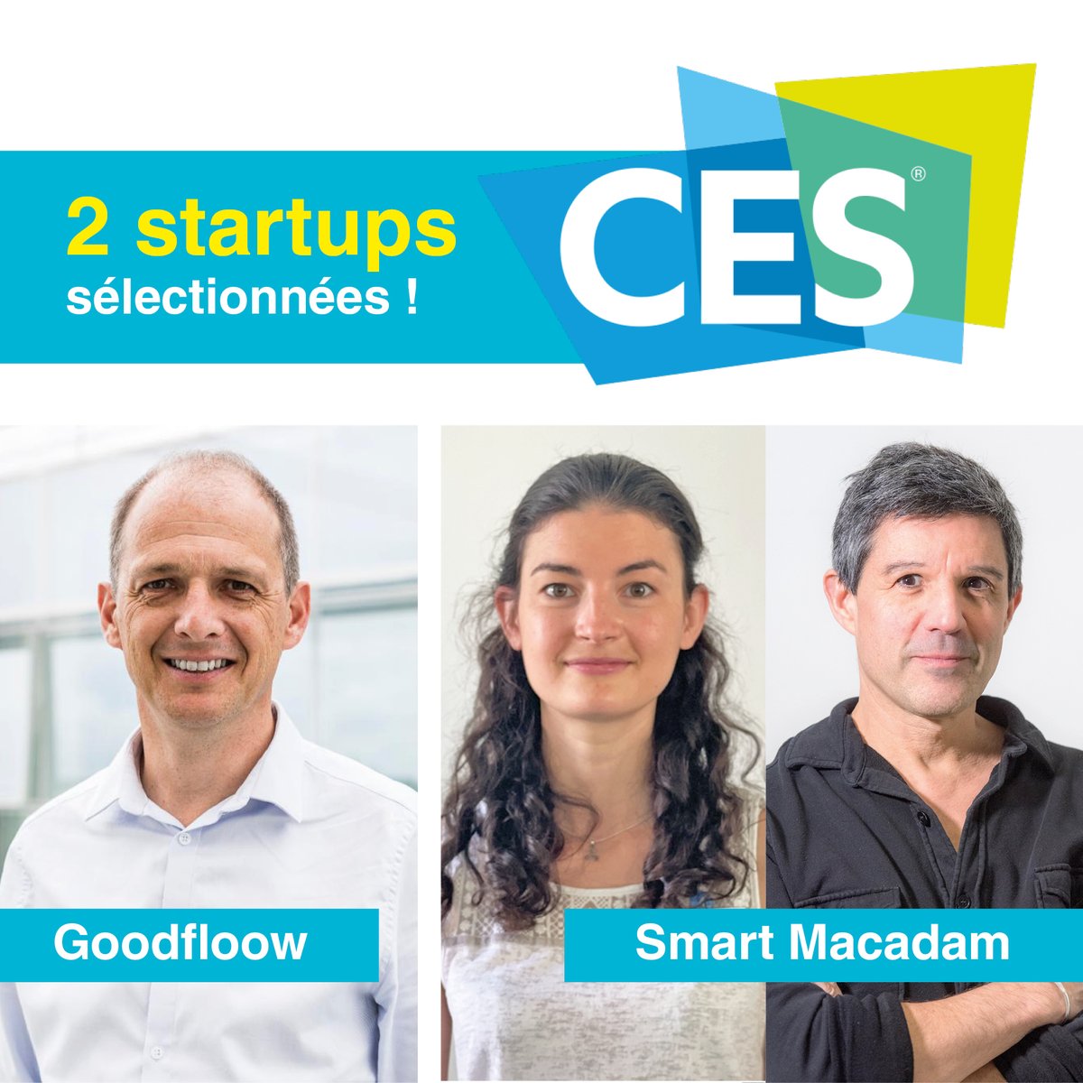 IMTAtlantique: 👋Smart Macadam et Goodflow, 2 #startup #madeinIMTAtlantique font partie des 10 #startups  sélectionnées pour participer au #CES2022 de #LasVegas dans le cadre de la finale du Prix Innovation Bercy-IMT @IMTFrance
#IMTAtlantique