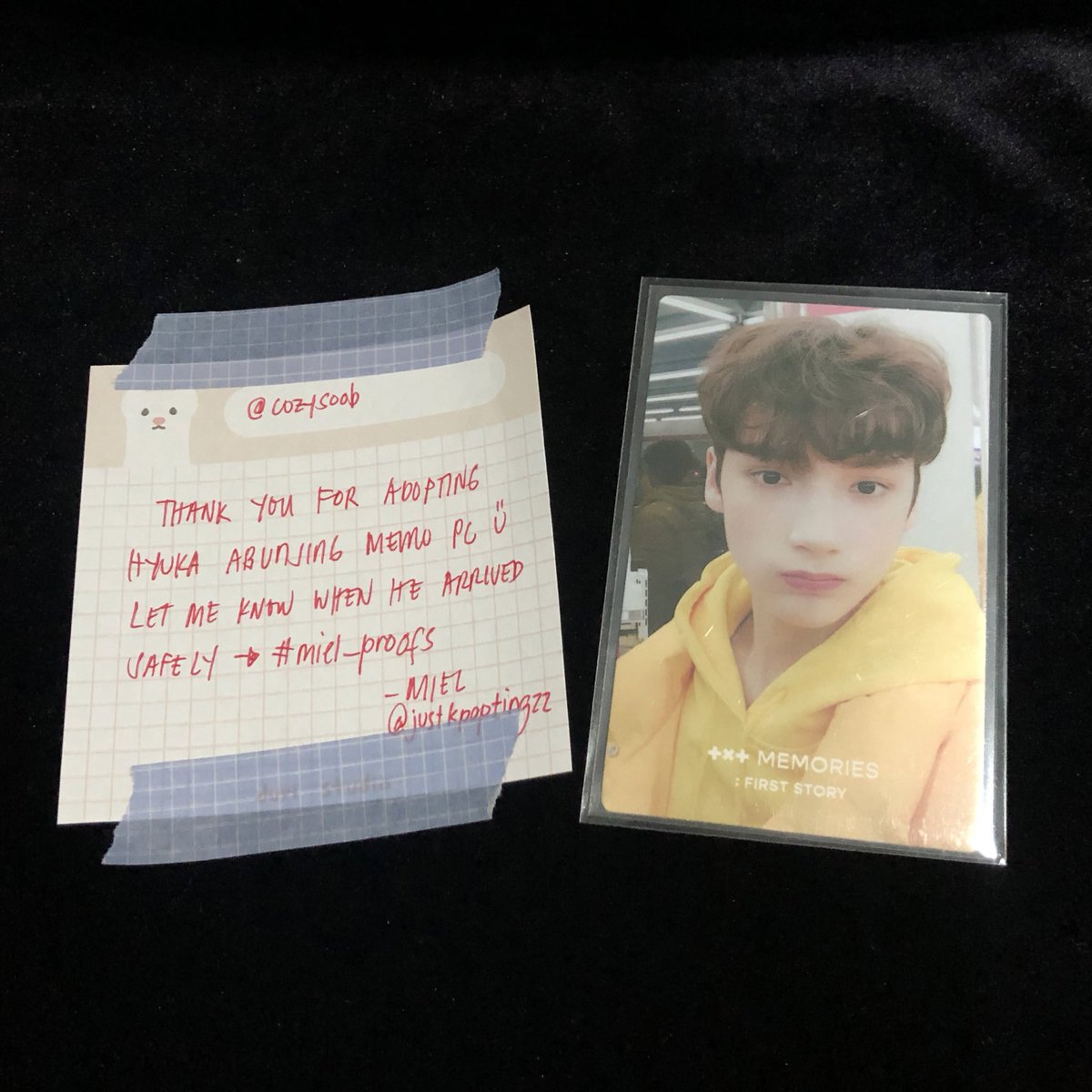 cozysoob's tweet photo. — #sky_mails ✿
officially a hyuka memo haver !!!!! 

thank you so much for letting me adopt kai, @justkpoptingzz 🥺 super fast and smooth nung transaction, kaso di lang maganda kabonding si ggx <//3 /j but thank u again for bringing him home safely!! ♡

 #miel_proofs https://t.co/InkrTAMRdk