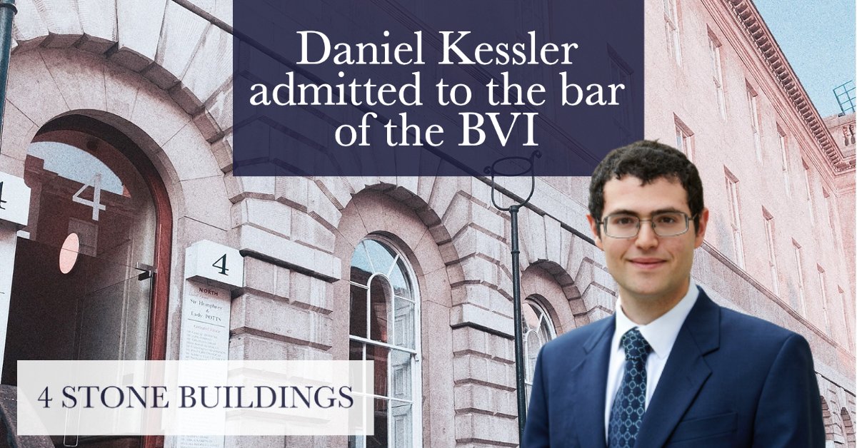 Chambers congratulates Daniel Kessler on being admitted to the bar of the British Virgin Islands. His application was supported by Sharif Shivji QC, and he was represented by Tim Wright of Carey Olsen