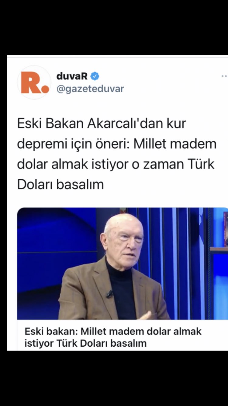 mhmt on Twitter: &quot;“Türk doları basalım” bu abuk cümleyi söyleyen bu ülkede  bakanlık yapmış(ne yazıkki) bir kişi. Devlet adamlığı,liyakat meğer nekadar  önemli kavramlarmış. Gerçekten çok yazık oldu bu ülkeye…#Dolar15TL  #TLnamustur https://t.co/Vek5pG9fDP&quot; /