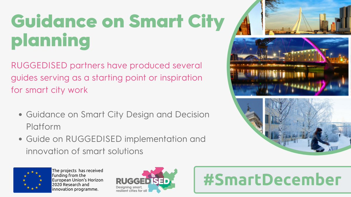 Ruggedised's tweet photo. Smart planning is good planning!
... but it's also complex🤔
In RUGGEDISED, partners provide detailed guidance on all the things we learn while completing our #EUSmartCities project🔛 https://t.co/u1DC9hXqbA
#SmartCity #SmartDecember https://t.co/Kvl5YzZrlC