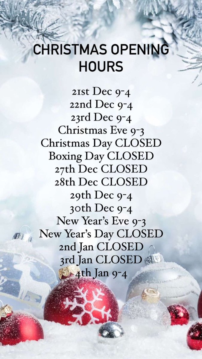 Christmas Opening Hours