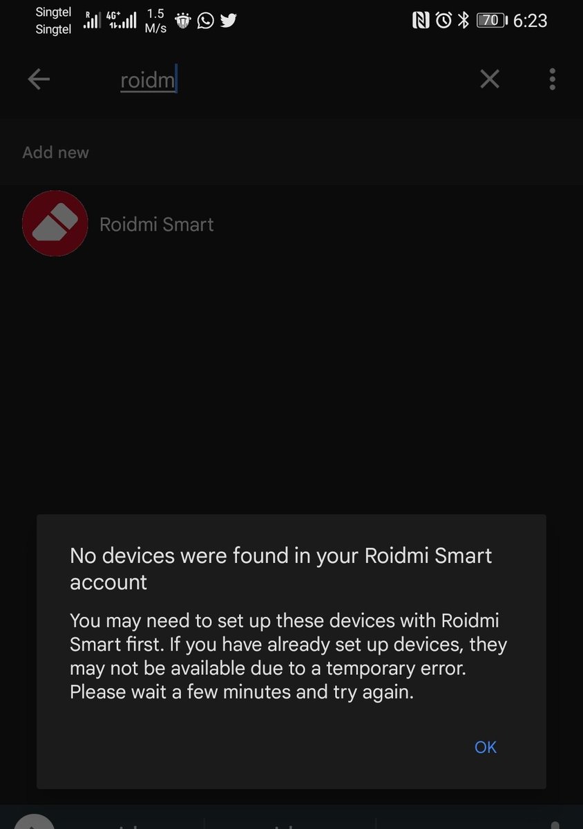 David22981954's tweet photo. @RoidmiOversea This is the error message.indeed i have my roidmi eve setup properly. https://t.co/JrwB0vYffx