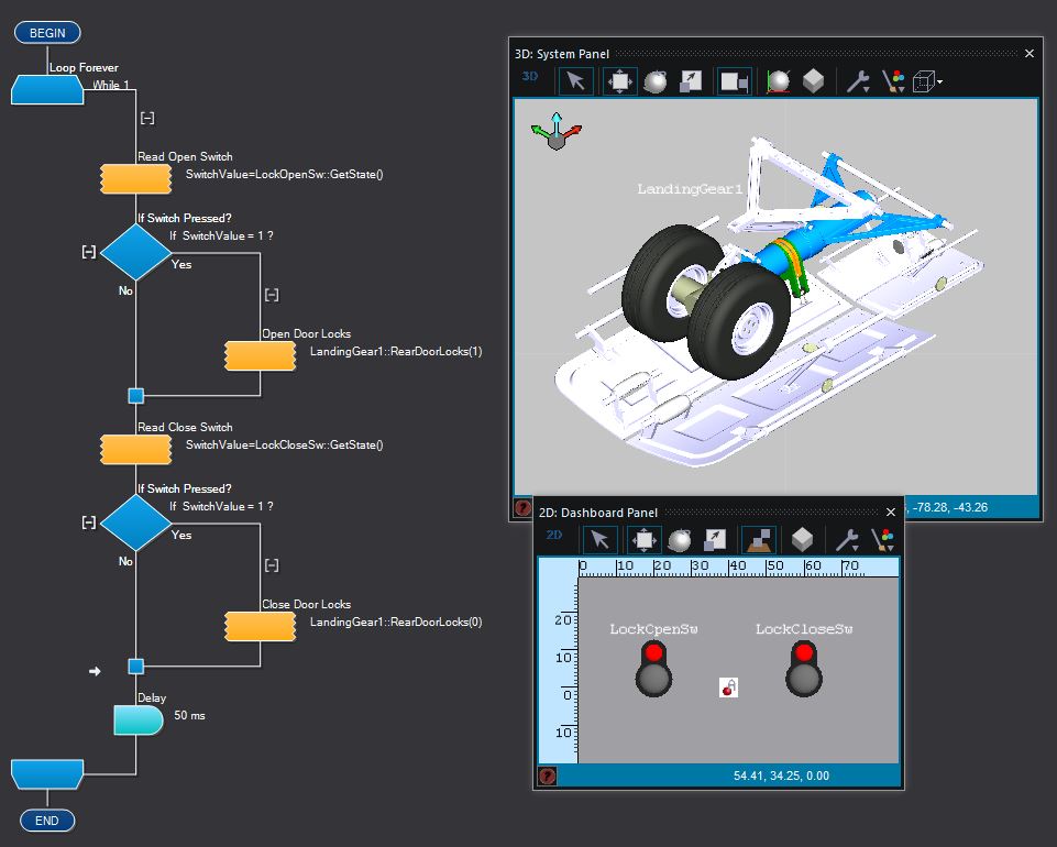 MatrixFlowcode's tweet image. With Flowcode you can use Solidworks to create and import your own 3D models just like the airplane landing gear below. A guide on how this is done can be found here: matrixtsl.com/resources/file…