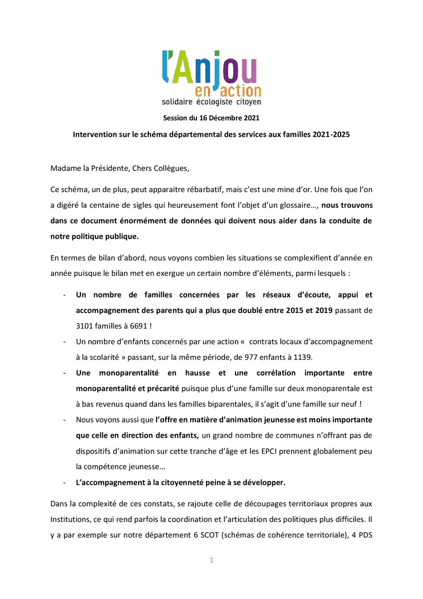AnjouEnAction's tweet photo. Retrouvez ci-dessous l'intervention de @rotureau_angers qui souligne l'importance du nouveau schéma départemental des services aux familles.👇👇
#directCD49 #enfance #famille #education #citoyenneté https://t.co/BrcYsWnZd6