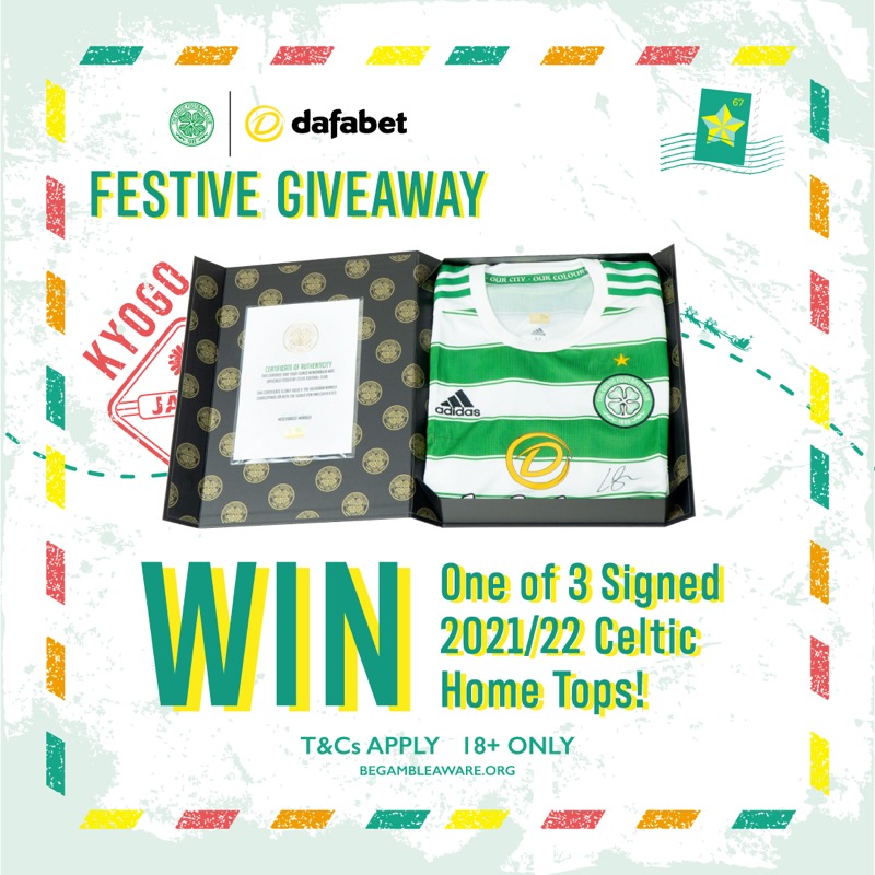 🎁 Win one of 3 signed 2021/22 Celtic home tops. To enter, simply follow @CelticFC and @Dafabet on Twitter and RT this post. Comp closes in 24 hours.🍀 Winners will be chosen at random. 🔞+ only BeGambleAware.org Ts&Cs - celticfc.com/dafabet-festiv…