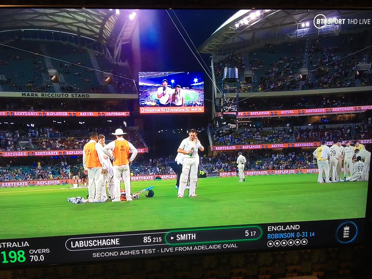 RupertCoxTV's tweet photo. These spidercam drinks break interviews in the #Ashes are great. Good on the players for embracing it. https://t.co/drYRzi83xY