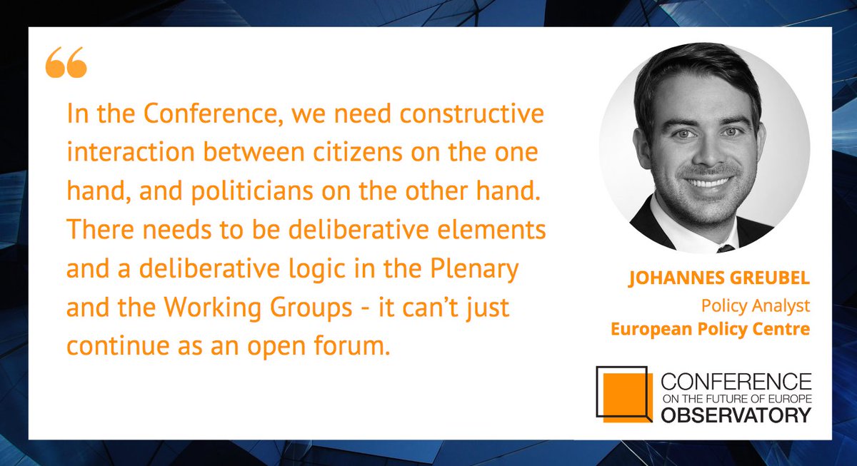 Live from #ConferenceConversations 🎙️

<a href="/J_Greubel/">Johannes Greubel</a> (<a href="/epc_eu/">European Policy Centre</a>) on the relationship between #citizens and politicians in the #CoFoE, and what needs to change.

#FutureOfEurope 🇪🇺