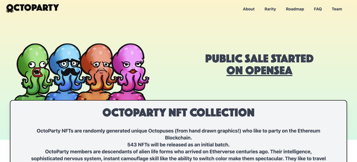octopartynft's tweet photo. hey! Our website is live!🔥
https://t.co/NCWMYu3dfY

#NFT #NFTcommunity #NFTnetwork #Crypto #CryptoArt #DigitalArt #Ethereum #ThursdayThoughts https://t.co/LBA2LBsxUe