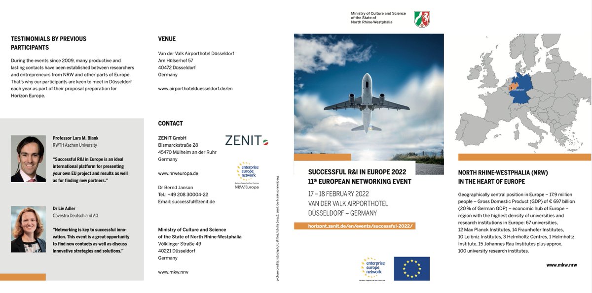 eencat's tweet photo. 📣 Successful R&I in Europe 2022 - 11th European Networking Event
📆 17th - 18th Feb. 2022
📍Germany
➡️ https://t.co/ph7j3EaMmc
#EENCanHelp @ZENITGmbH @NRWEuropa https://t.co/uWf2XXbf60