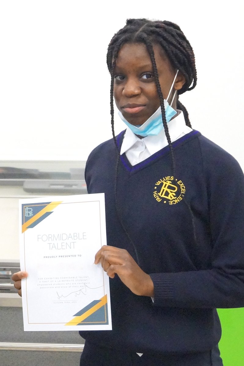 LaRetraiteSW12's tweet photo. We held our end of term celebration this morning, where Mr Malins presented certificates to students who have received the most merits and are shining examples of our school Traits: #FormidableTalent, #CourageousSpirit & #DeterminedMinds. We're very proud, keep up the good work! https://t.co/zWxNZHA3Xv