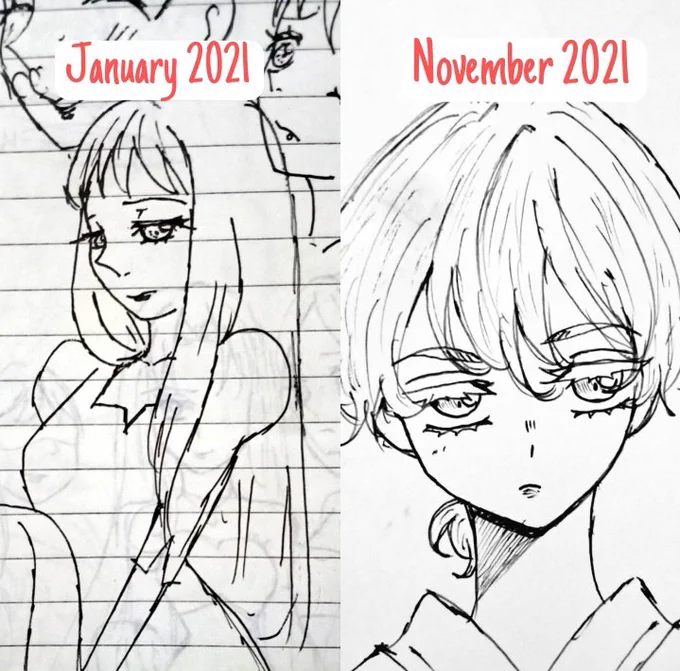 my improvement through this year, im so proud of myself that finally I can draw a boy. thanks to tokrev ❤️  

 girl                                      boy 