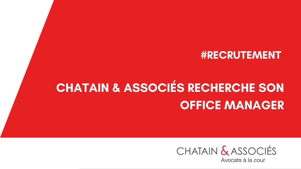 ChatainAssocies's tweet photo. #Recrutement - @ChatainAssocies recherche son Office Manager.
👉 https://t.co/DSmP3Gq7v9 https://t.co/mNJnMcSY1H