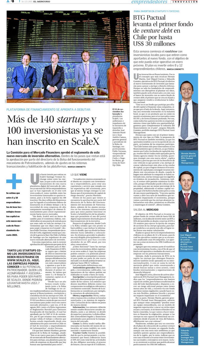 #ScaleX ya cuenta con la aprobación de la <a href="/cmfchile_/">Comisión para el Mercado Financiero (CMF)</a> para poder entrar en funcionamiento el próximo año! Más de 140 startups y 100 inversionistas se han inscrito en este nuevo mercado alternativo de financiamiento para empresas de alto impacto! bit.ly/3GNAvuv
