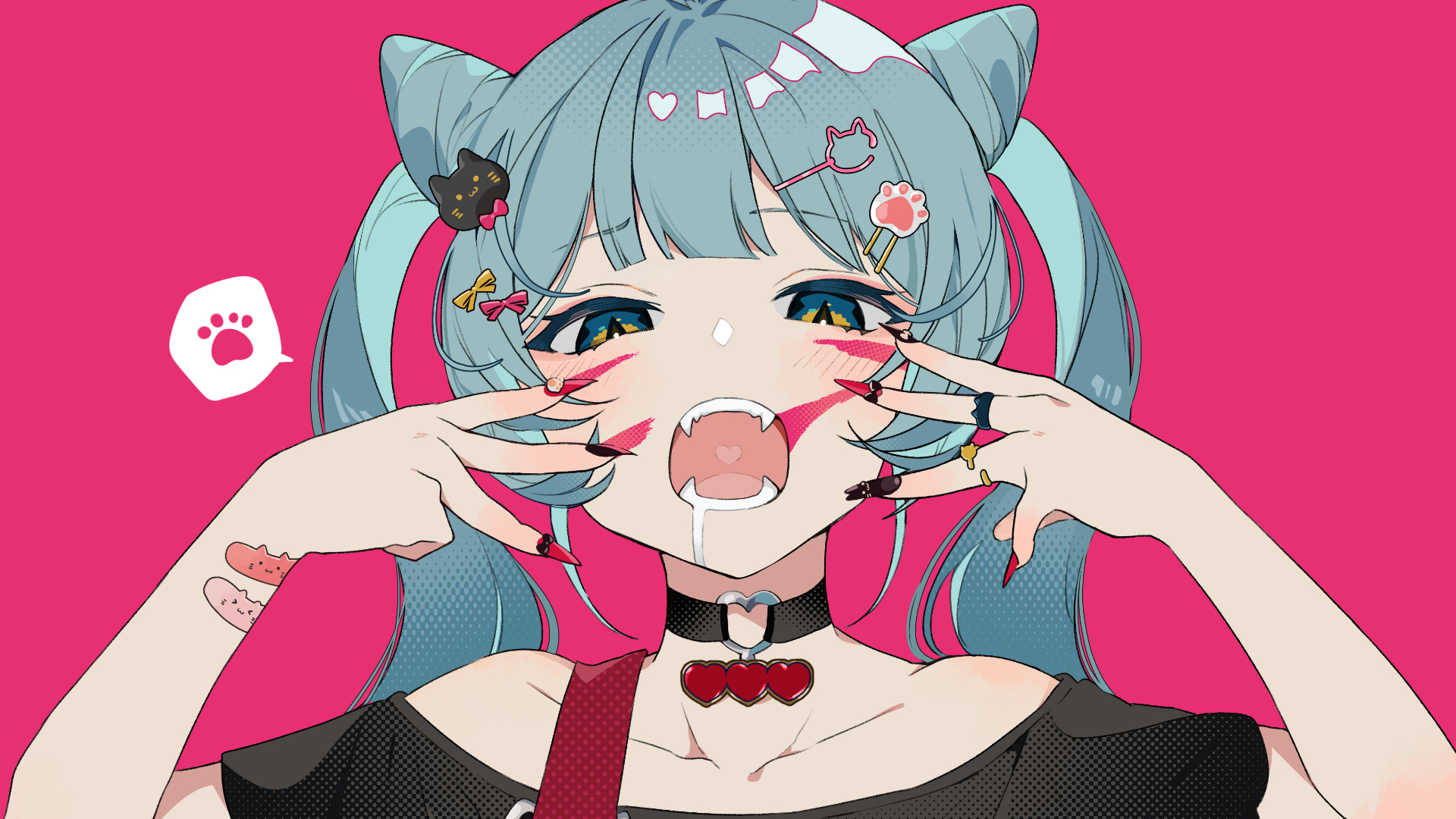 オリジナルキャラクター 絵画 ピンク サワルナキケン⚠️ #illust #illustration #original #art