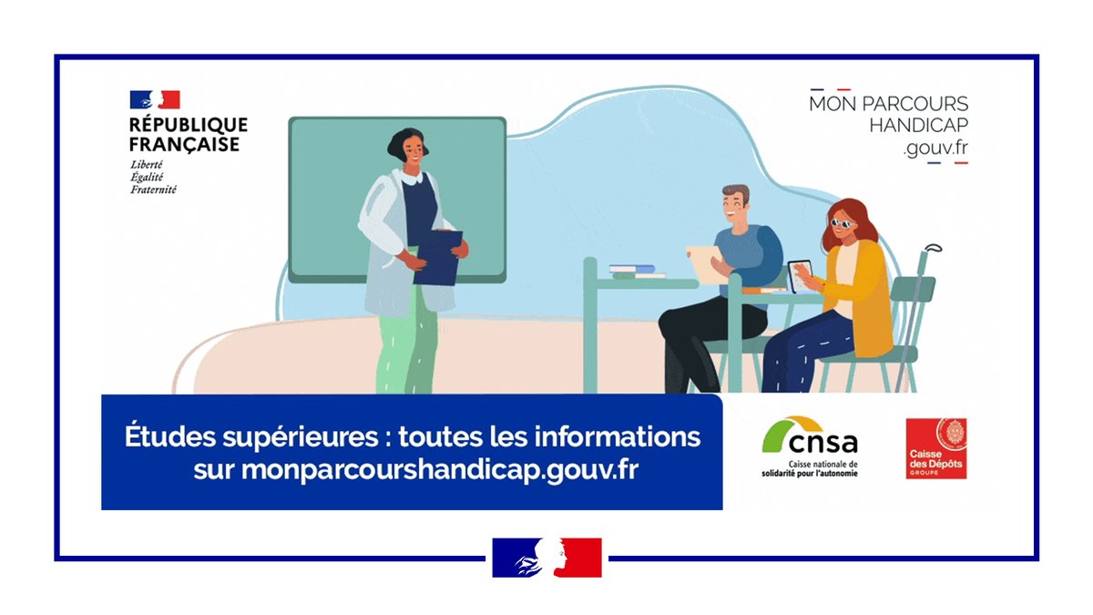 La plateforme #MonParcoursHandicap s'est enrichie d'une rubrique "études supérieures", pour accompagner lycéens et étudiants dans leur cursus d'enseignement supérieur ➡ swll.to/pkr928