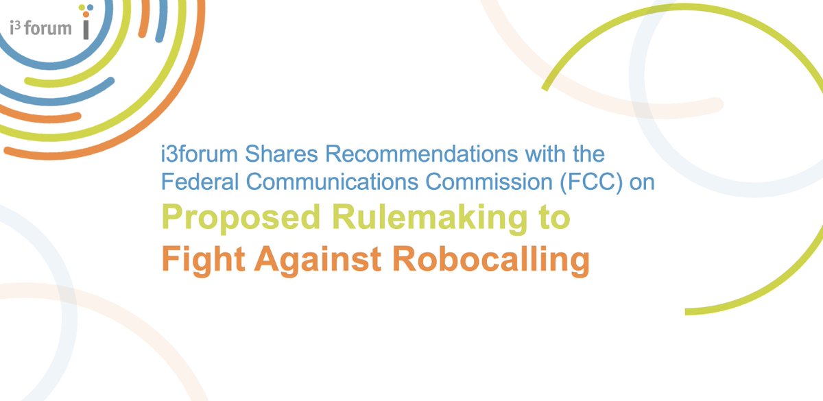 i3forum has filed comments with <a href="/FCC/">FCC</a> on its proposed rulemaking to fight #robocalling. i3forum supports the FCC’s continuing efforts to eliminate robocalling, but requests that it considers the complexity of the international #telecommunications ecosystem. bit.ly/3s9vCrx